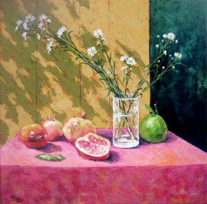 Autumn still life oil painting