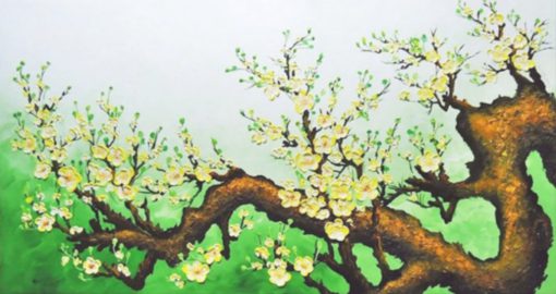 Painting of apricot flowers