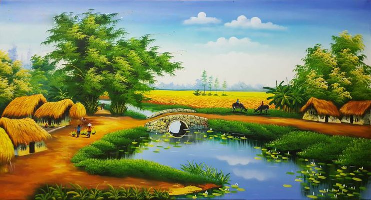 Beautiful country landscape painting