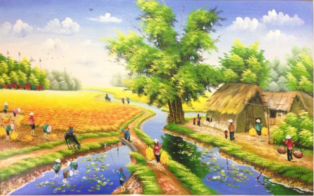 Beautiful country landscape painting