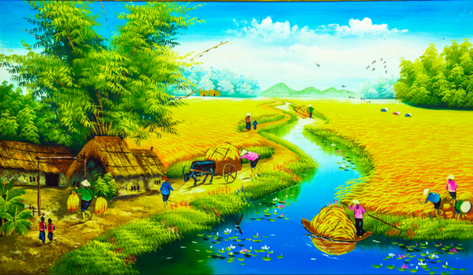 Beautiful country landscape painting