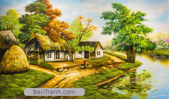 Beautiful country landscape painting