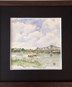Landscape painting of Long Bien bridge