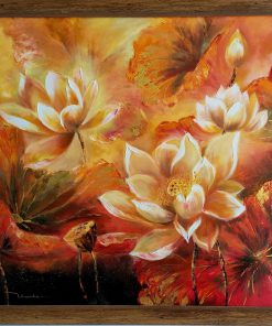 White lotus, red background